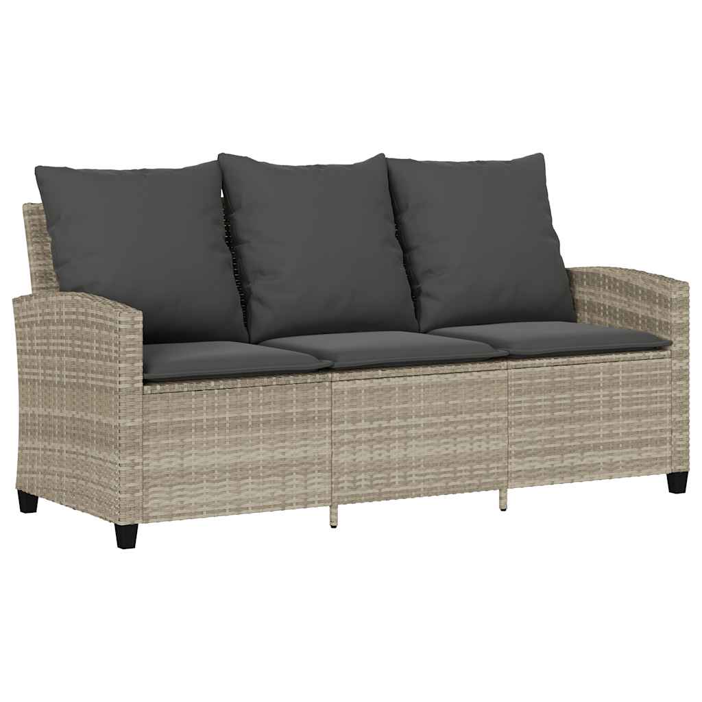 6 részes világosszürke polyrattan kerti ülőgarnitúra párnákkal
