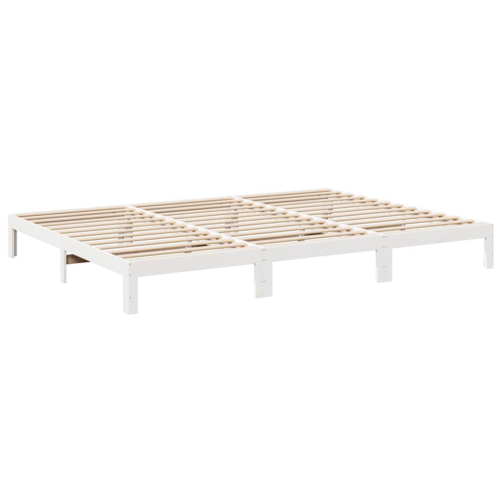 családi ágykeret matrac nélkül fehér 240x200cm tömör fa fenyőfa