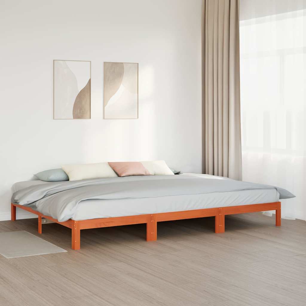 családi ágykeret matrac nélkül viaszbarna 240x200 cm