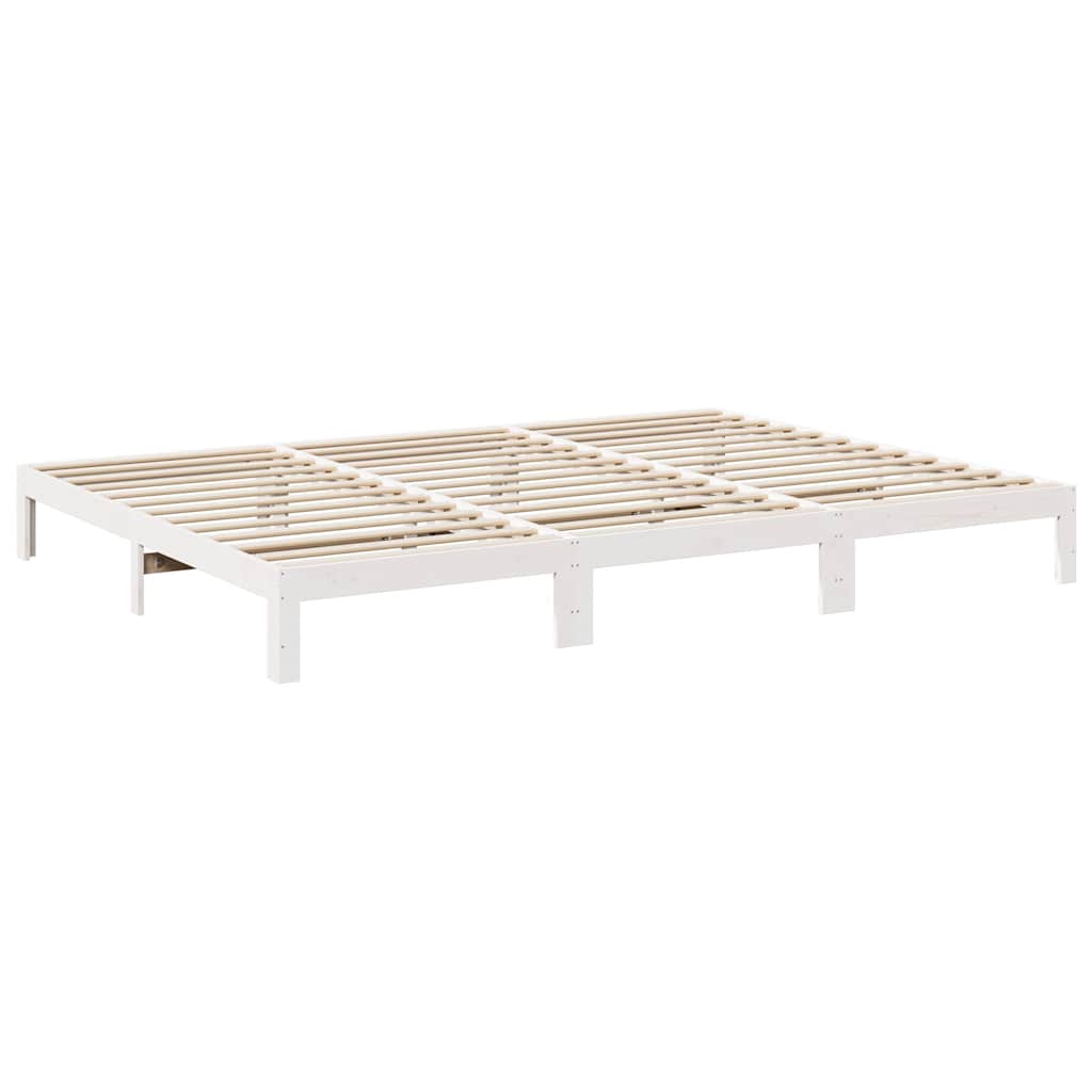 családi ágykeret matrac nélkül fehér 270x200cm tömör fa fenyőfa