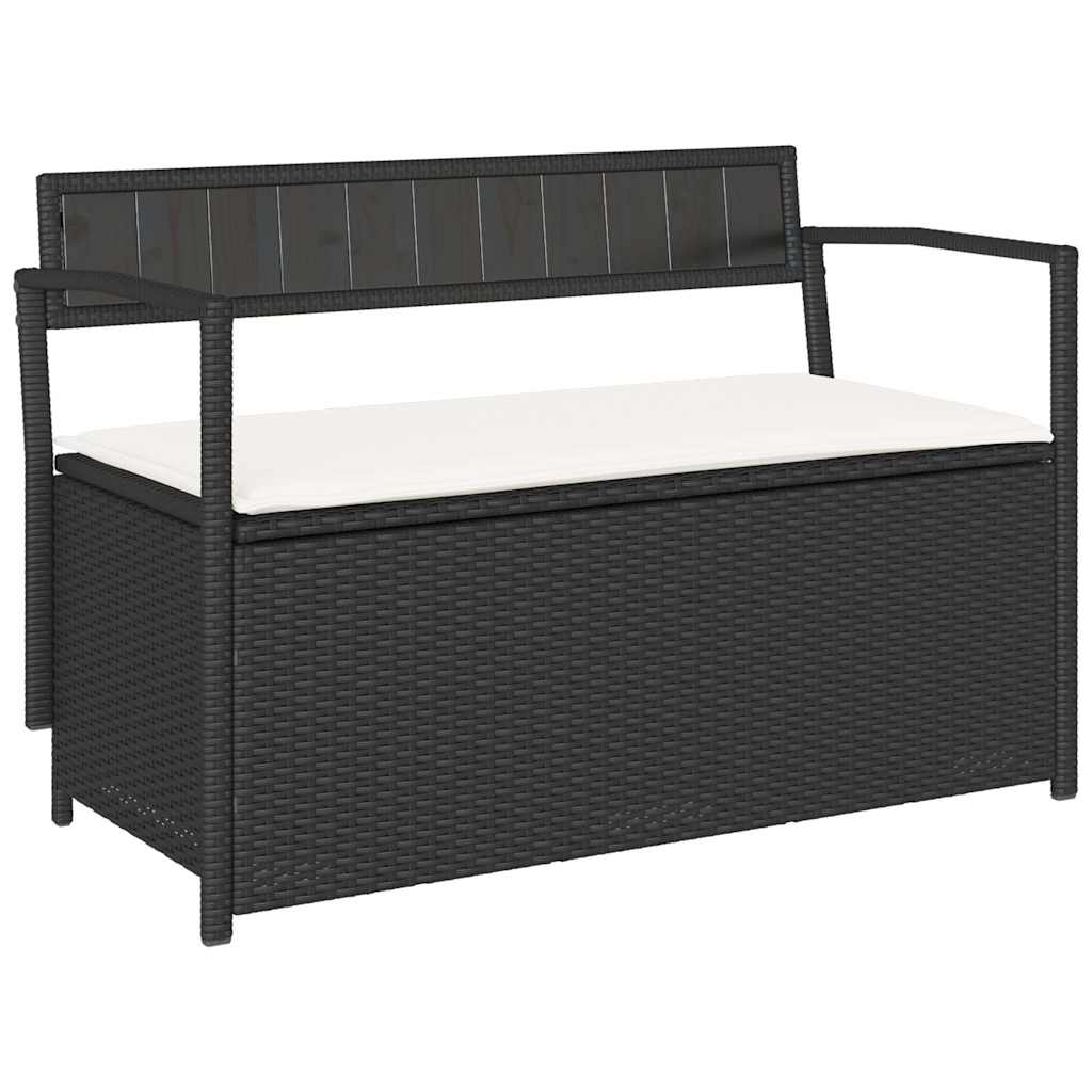 fekete polyrattan kerti tároló pad párnával