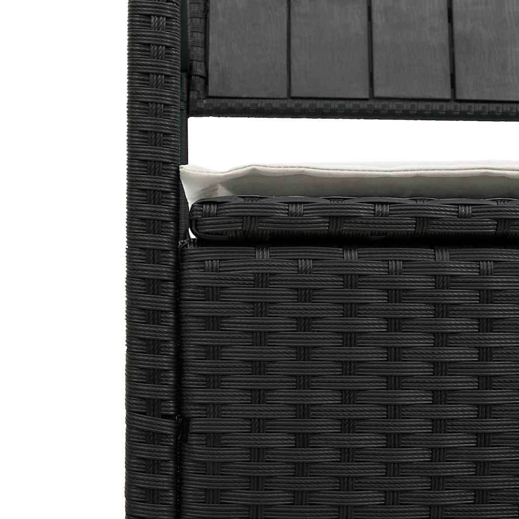fekete polyrattan kerti tároló pad párnával