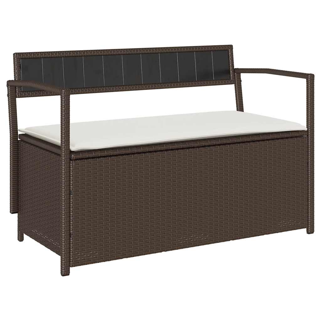 barna polyrattan kerti tárolópad párnával