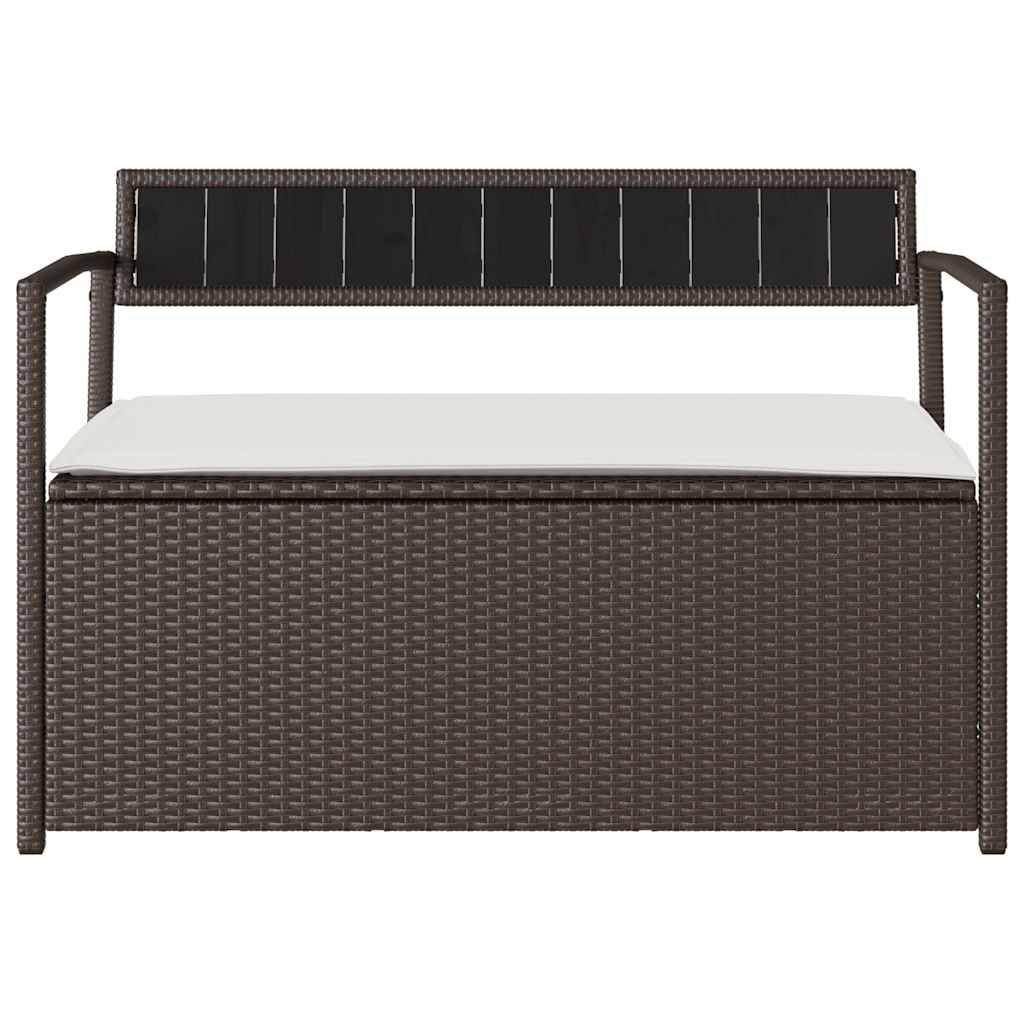 barna polyrattan kerti tárolópad párnával