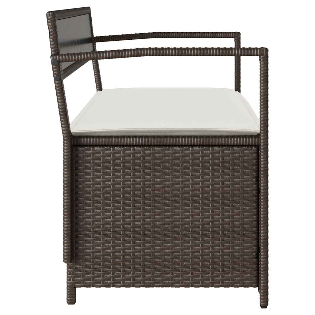 barna polyrattan kerti tárolópad párnával