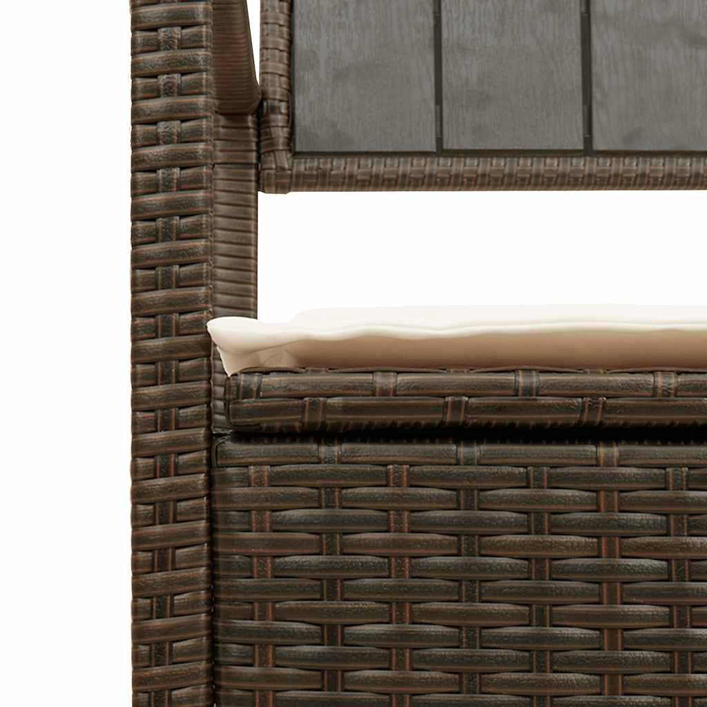 barna polyrattan kerti tárolópad párnával