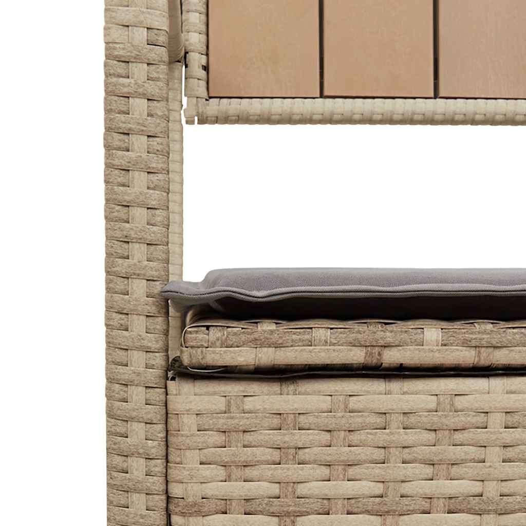 bézs polyrattan kerti tárolópad párnával