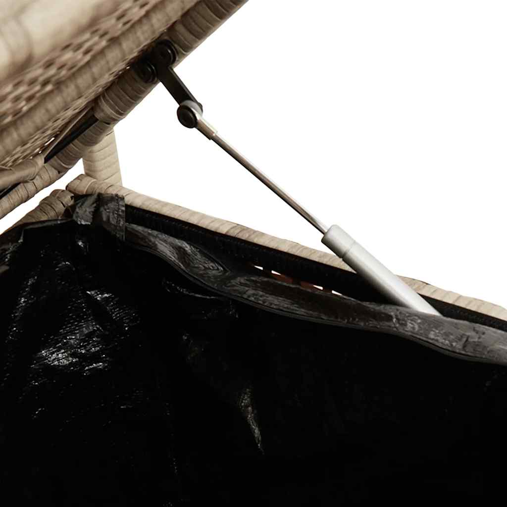 bézs polyrattan kerti tárolópad párnával