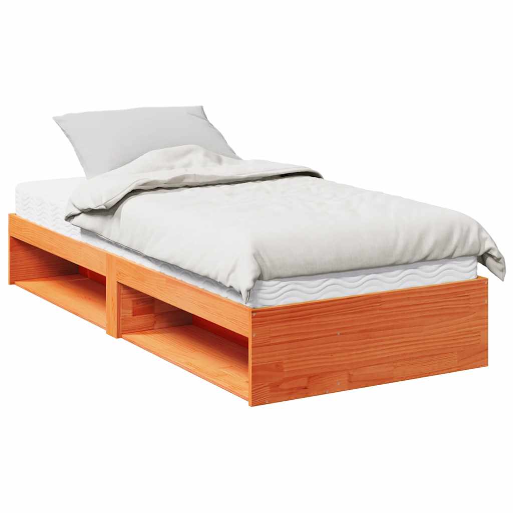 nappali ágy matraccal viaszbarna 100x200 cm tömör fa fenyőfa
