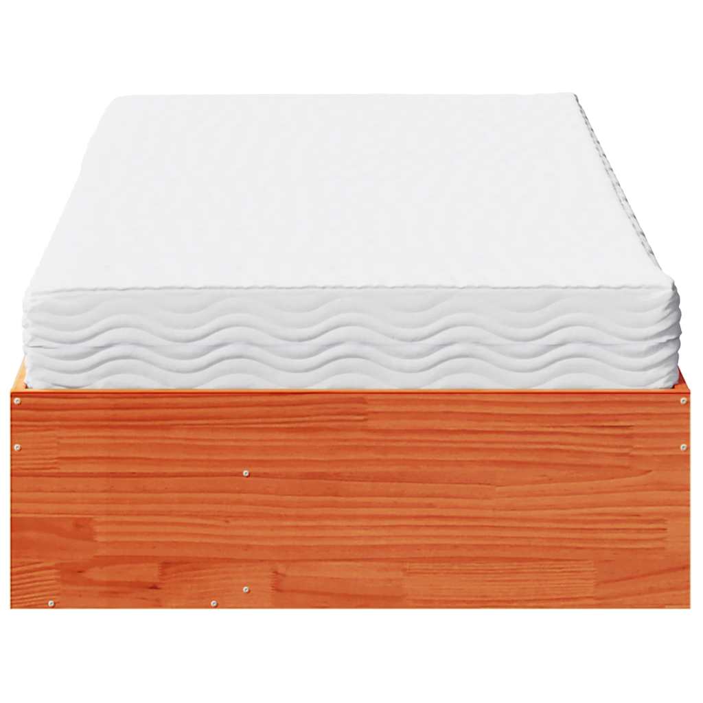 nappali ágy matraccal viaszbarna 100x200 cm tömör fa fenyőfa