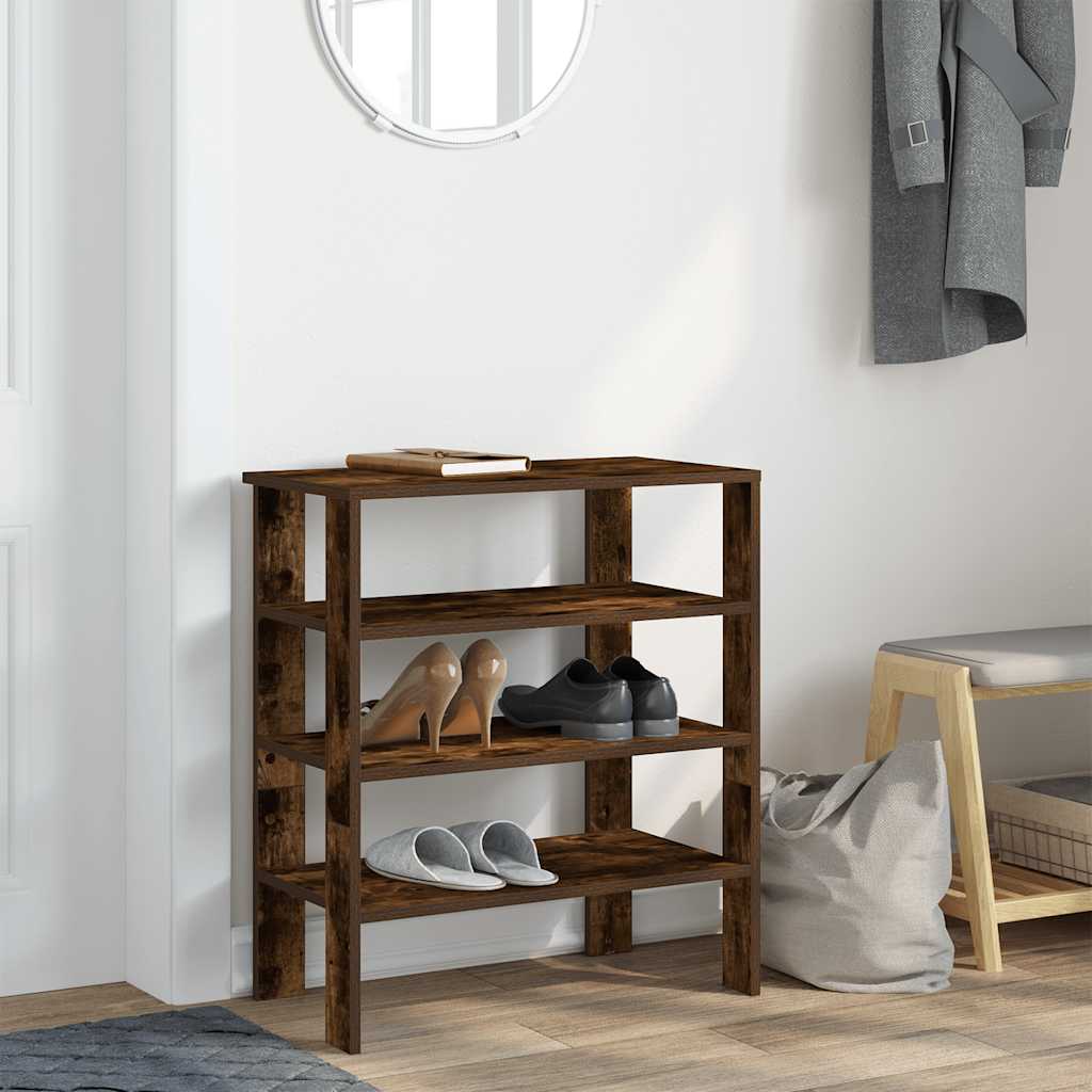 füstös tölgy színű szerelt fa cipőtartó 61x32x70 cm