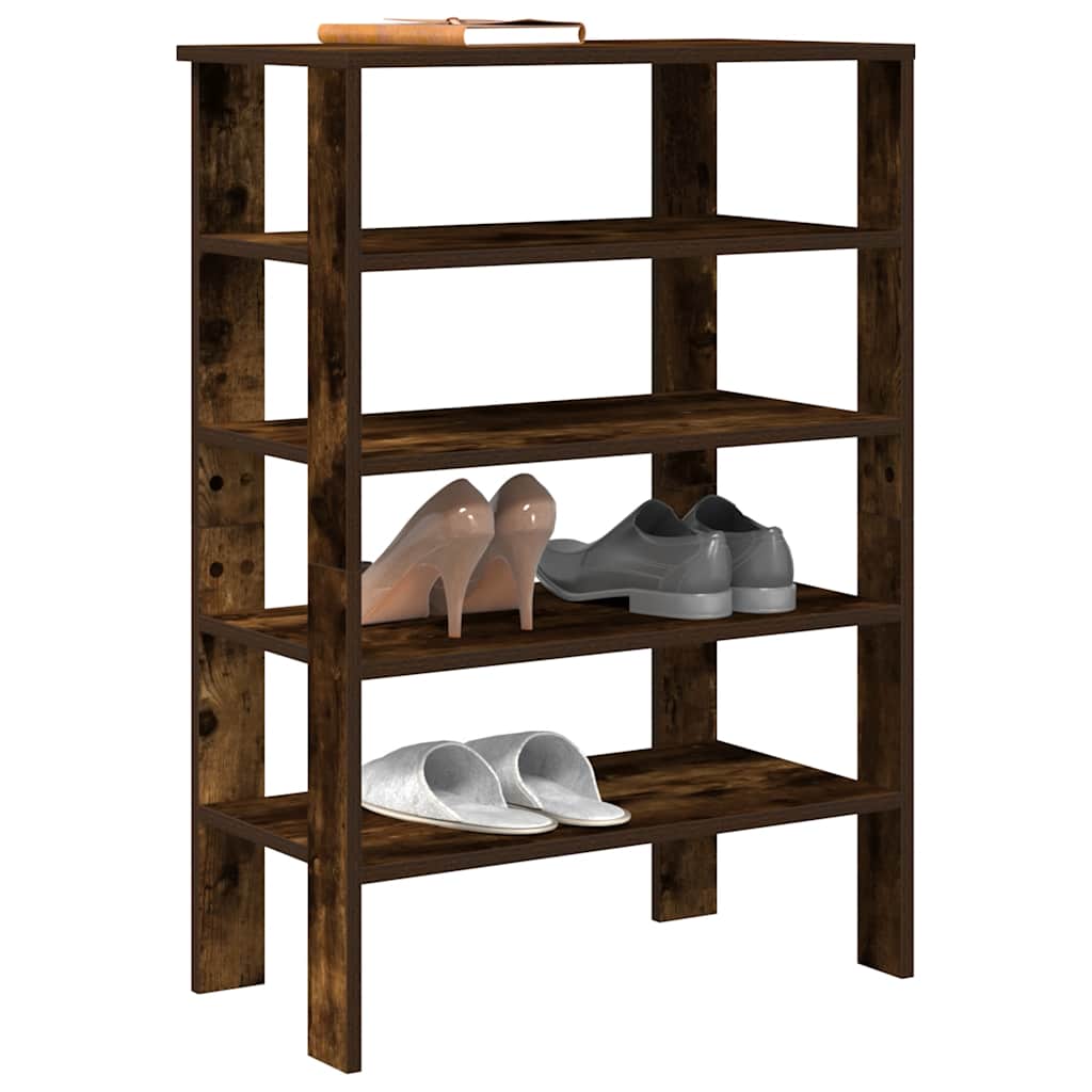 füstös tölgy színű szerelt fa cipőtartó 61x32x87,5 cm