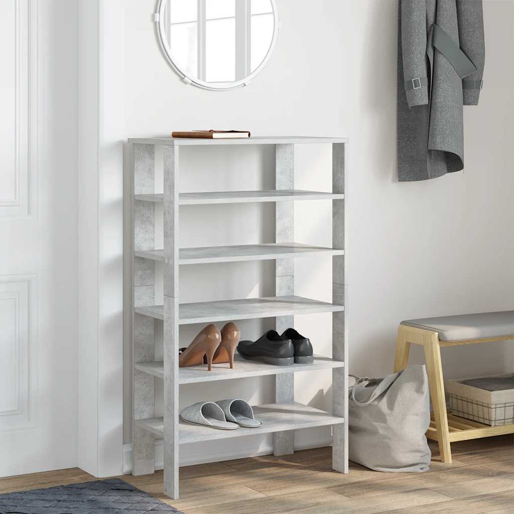 betonszürke szerelt fa cipőtartó 61x32x105 cm