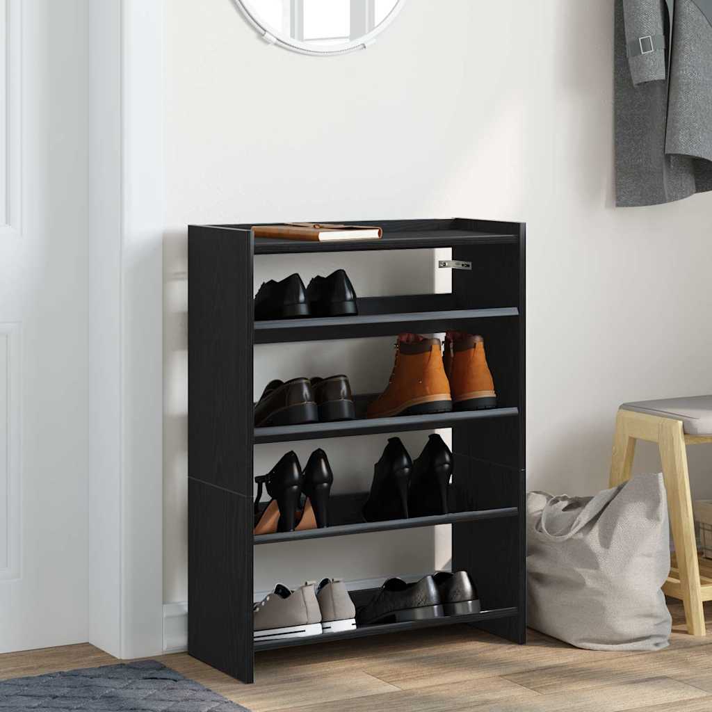 fekete szerelt fa cipőtároló szekrény 60x25x81 cm