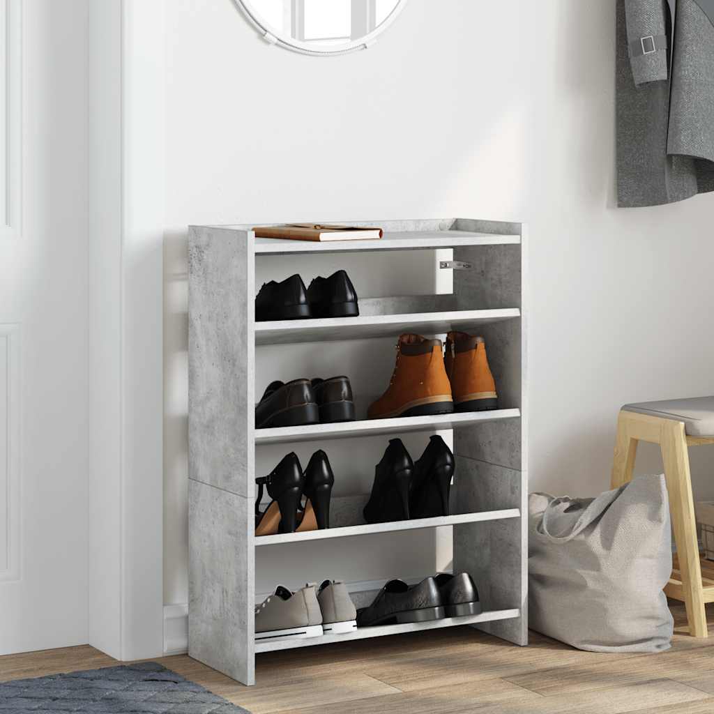 betonszürke szerelt fa cipőtartó 60x25x81 cm