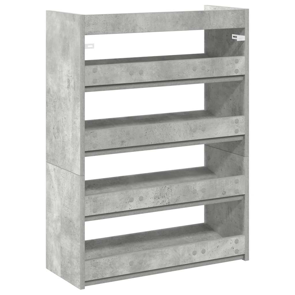betonszürke szerelt fa cipőtartó 60x25x81 cm