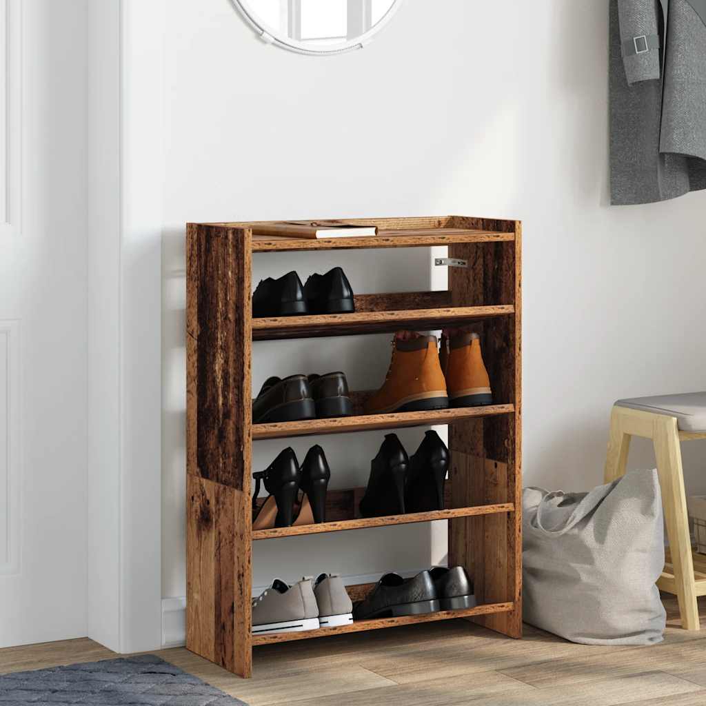 antik fa szerelt fa cipőtartó 60x25x81 cm