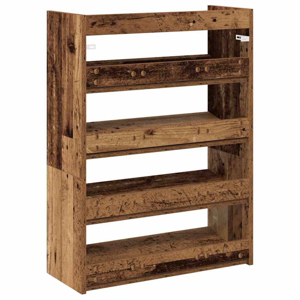 antik fa szerelt fa cipőtartó 60x25x81 cm