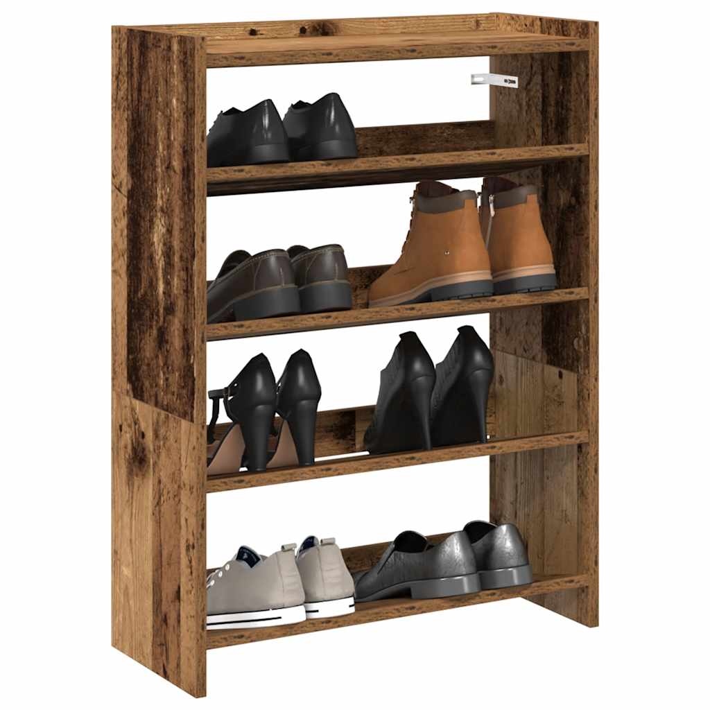 antik fa szerelt fa cipőtartó 60x25x81 cm
