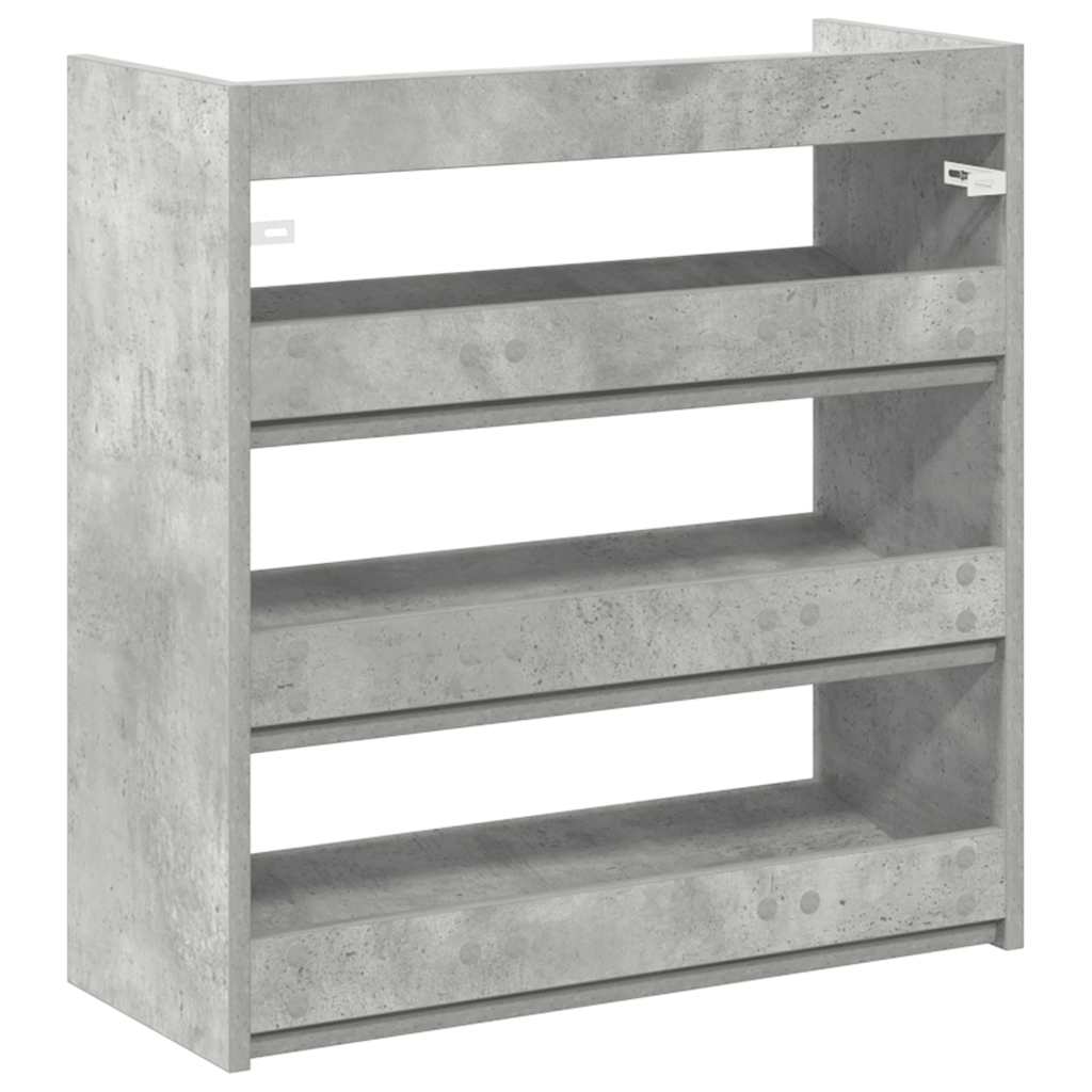 betonszürke szerelt fa cipőtartó 60x25x62 cm