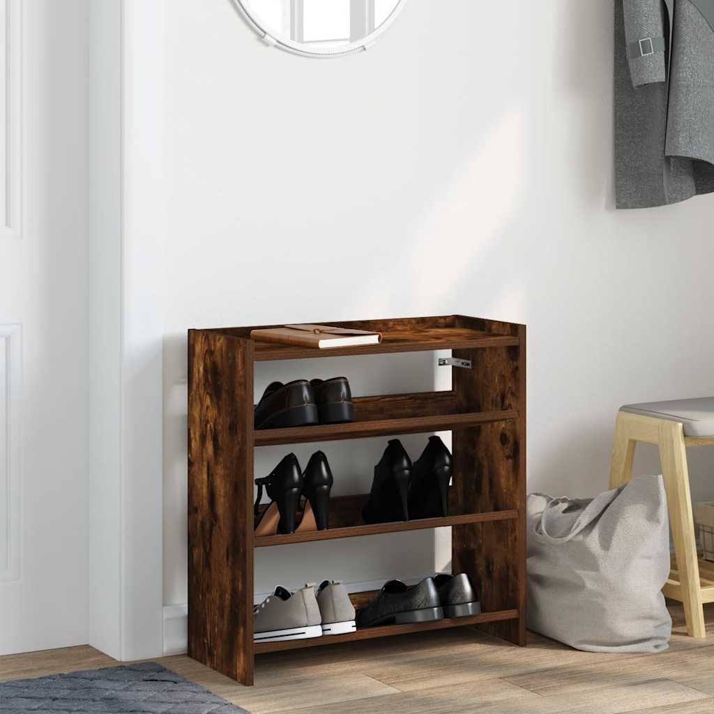 füstös tölgy színű szerelt fa cipőtartó 60x25x62 cm