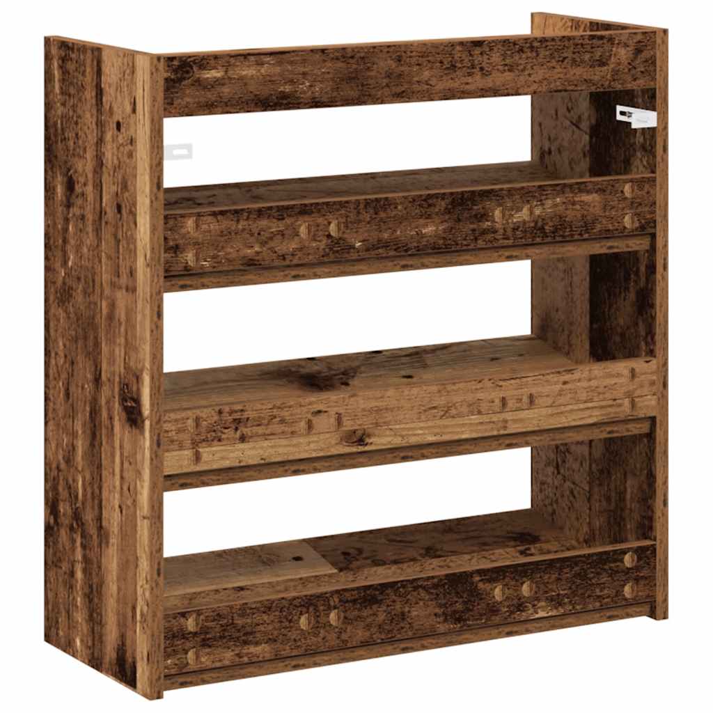 antik fa szerelt fa cipőtartó 60x25x62 cm