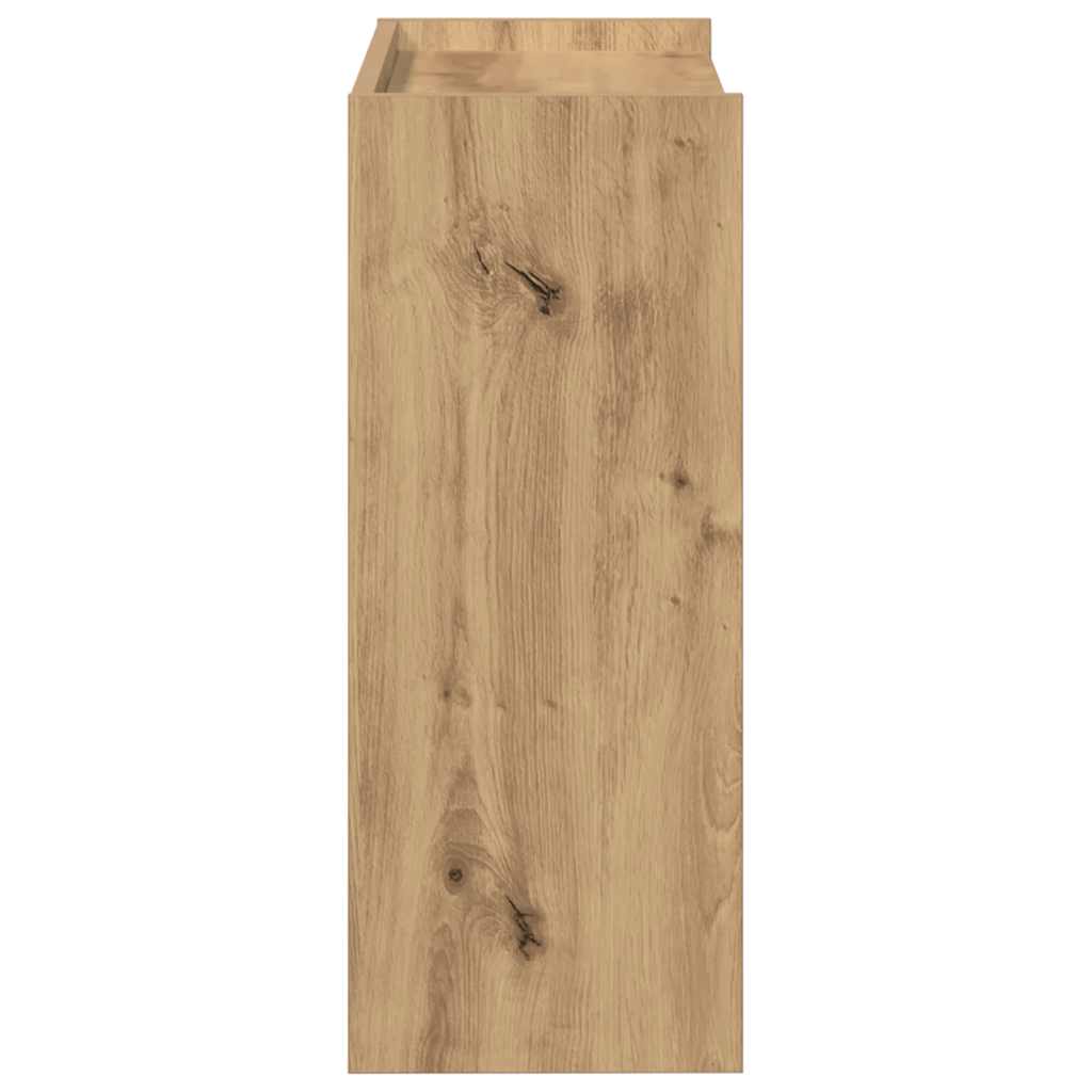 kézműves tölgy színű szerelt fa cipősszekrény 60x25x62 cm