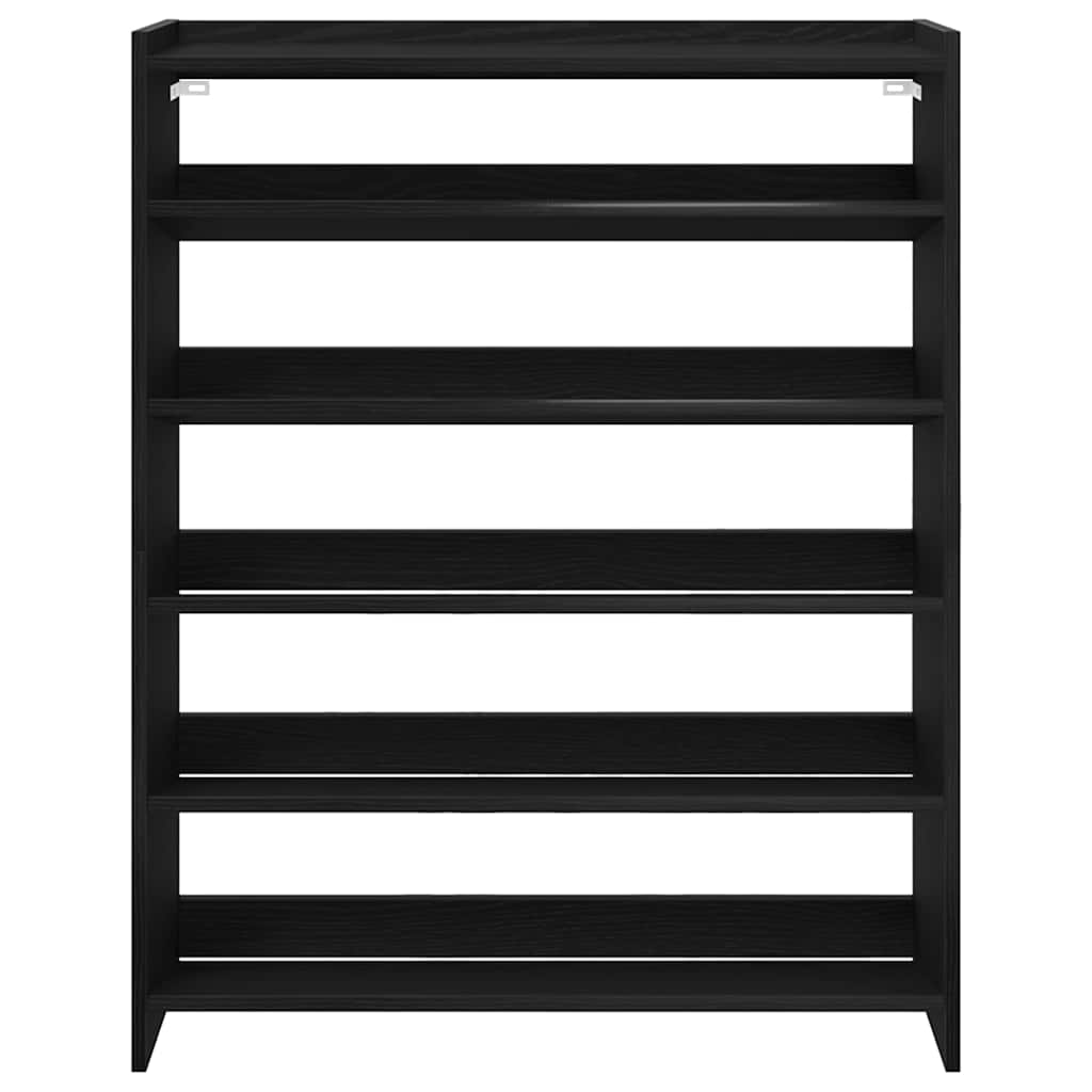 fekete szerelt fa cipőtároló szekrény 80x25x100 cm