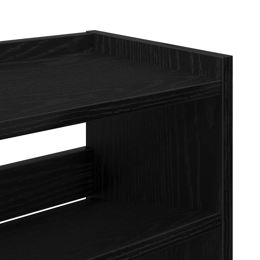 fekete szerelt fa cipőtároló szekrény 80x25x100 cm
