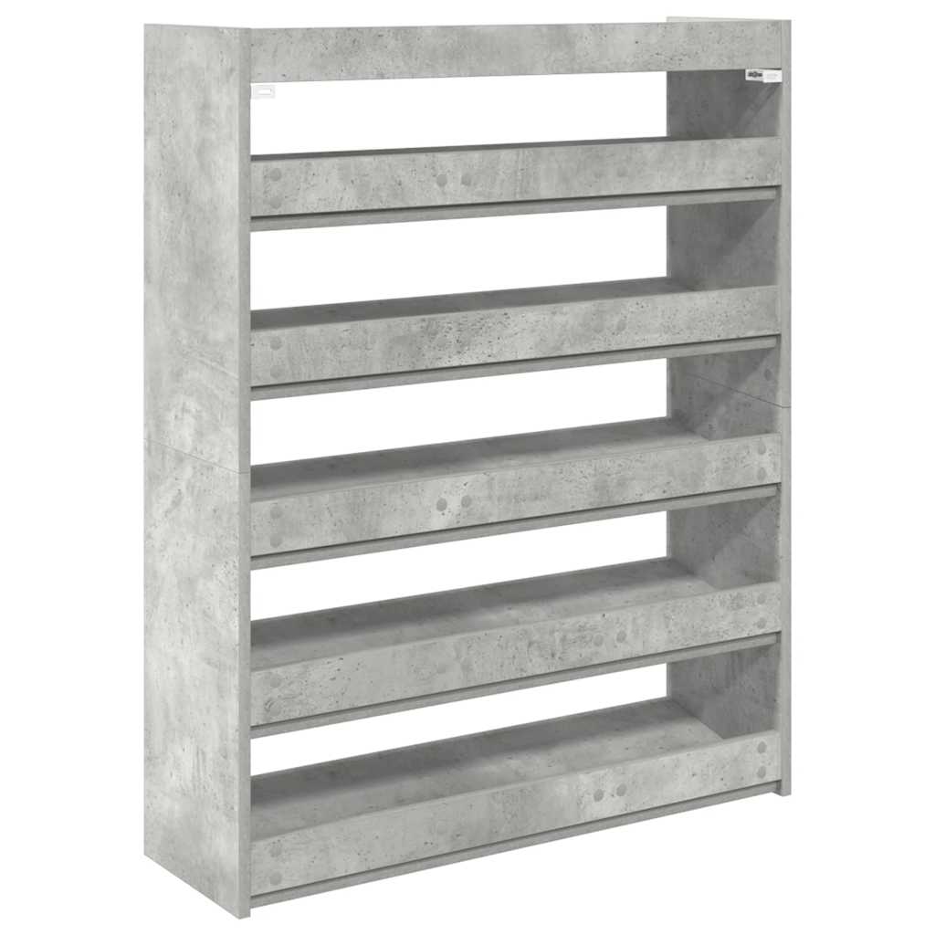 betonszürke szerelt fa cipőtartó 80x25x100 cm