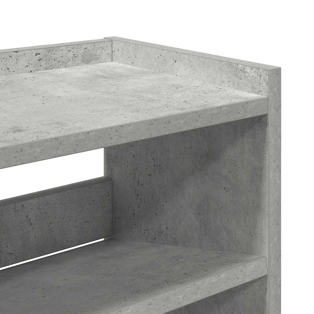 betonszürke szerelt fa cipőtartó 80x25x100 cm
