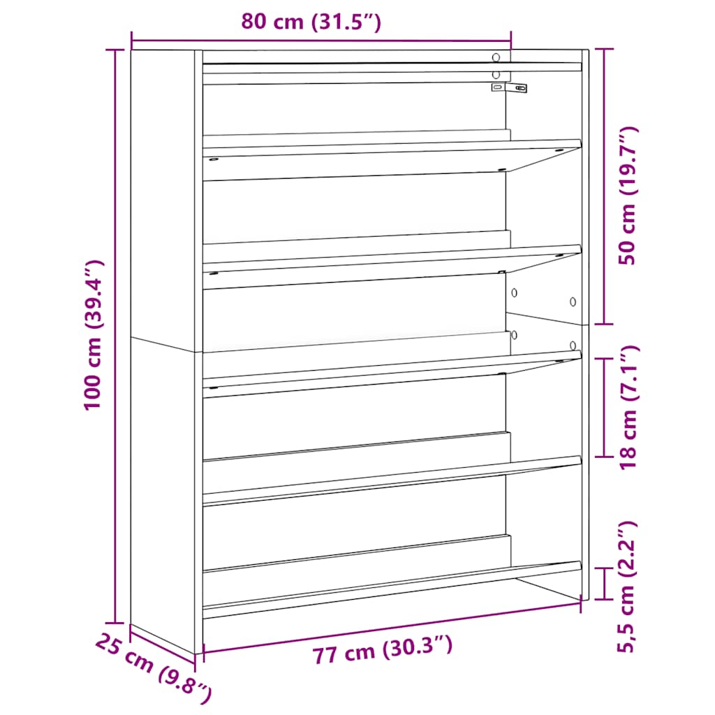 antik fa szerelt fa cipőtartó 80x25x100 cm