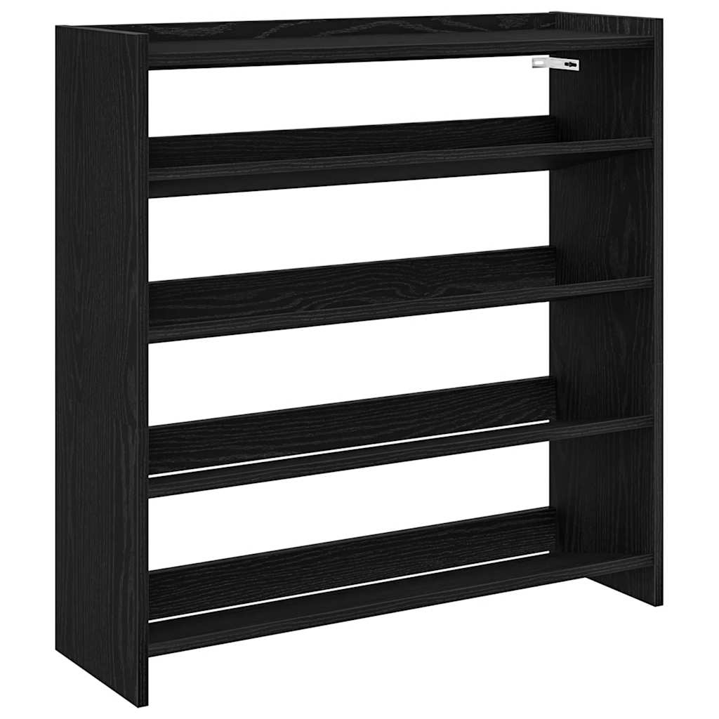 fekete szerelt fa cipőtároló szekrény 80x25x81 cm