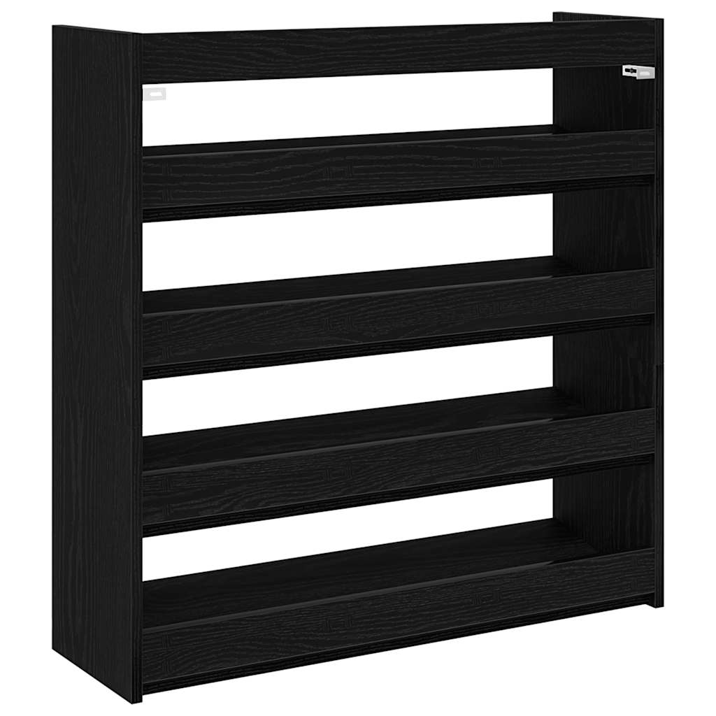 fekete szerelt fa cipőtároló szekrény 80x25x81 cm