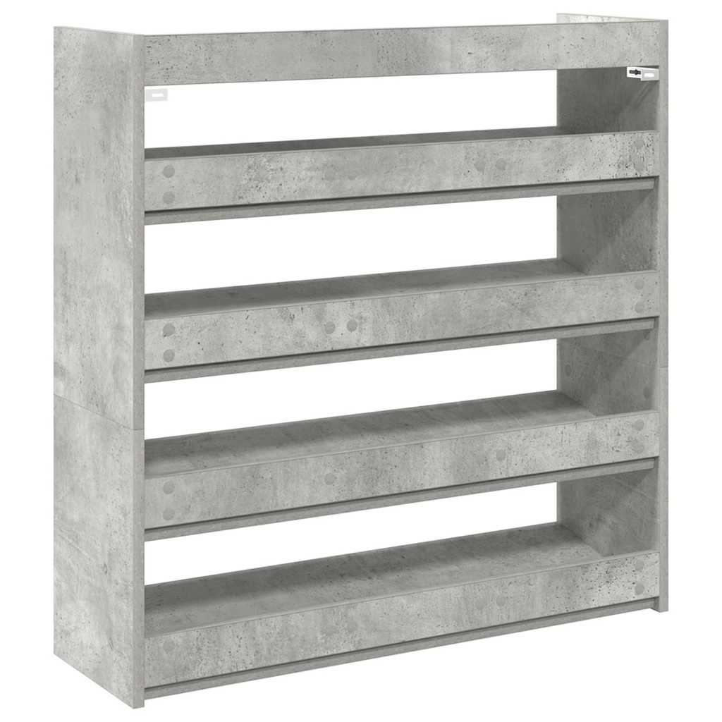betonszürke szerelt fa cipőtartó 80x25x81 cm