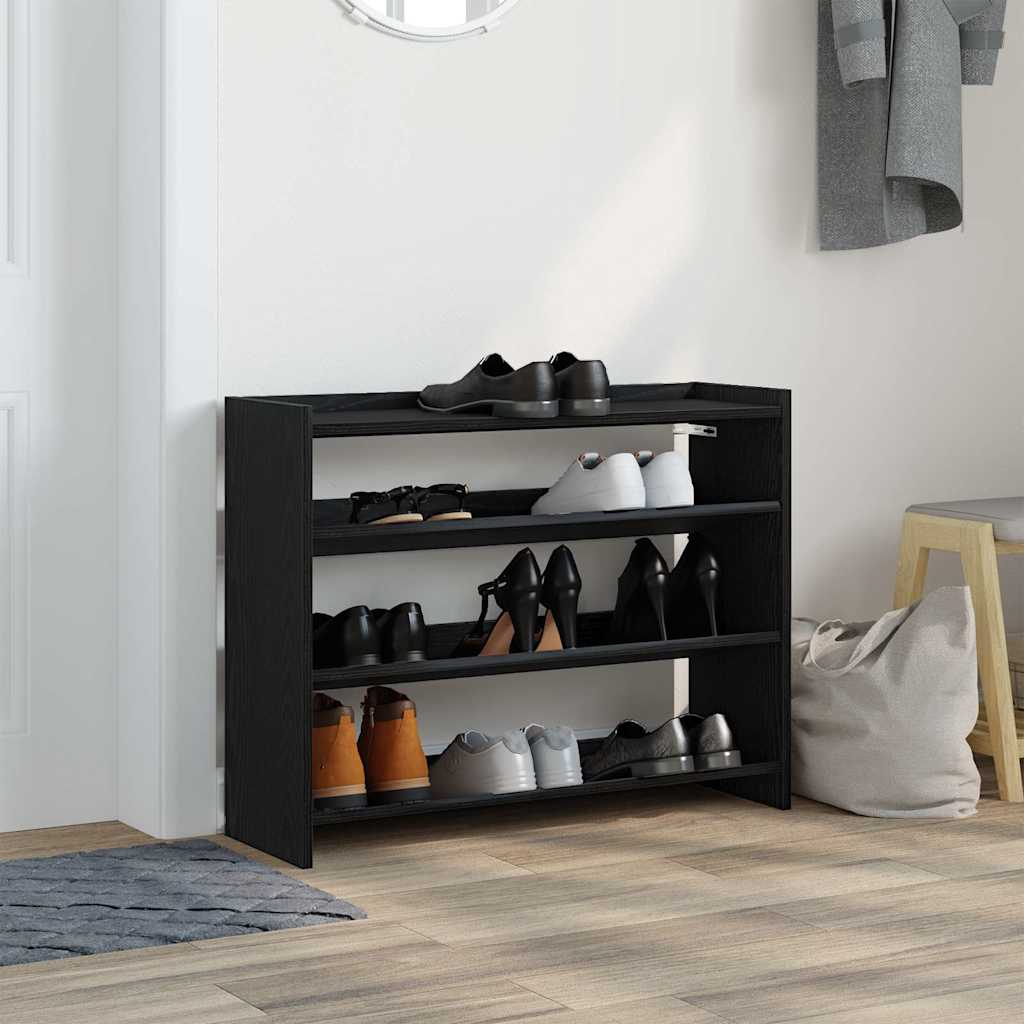 fekete szerelt fa cipőtároló szekrény 80x25x62 cm
