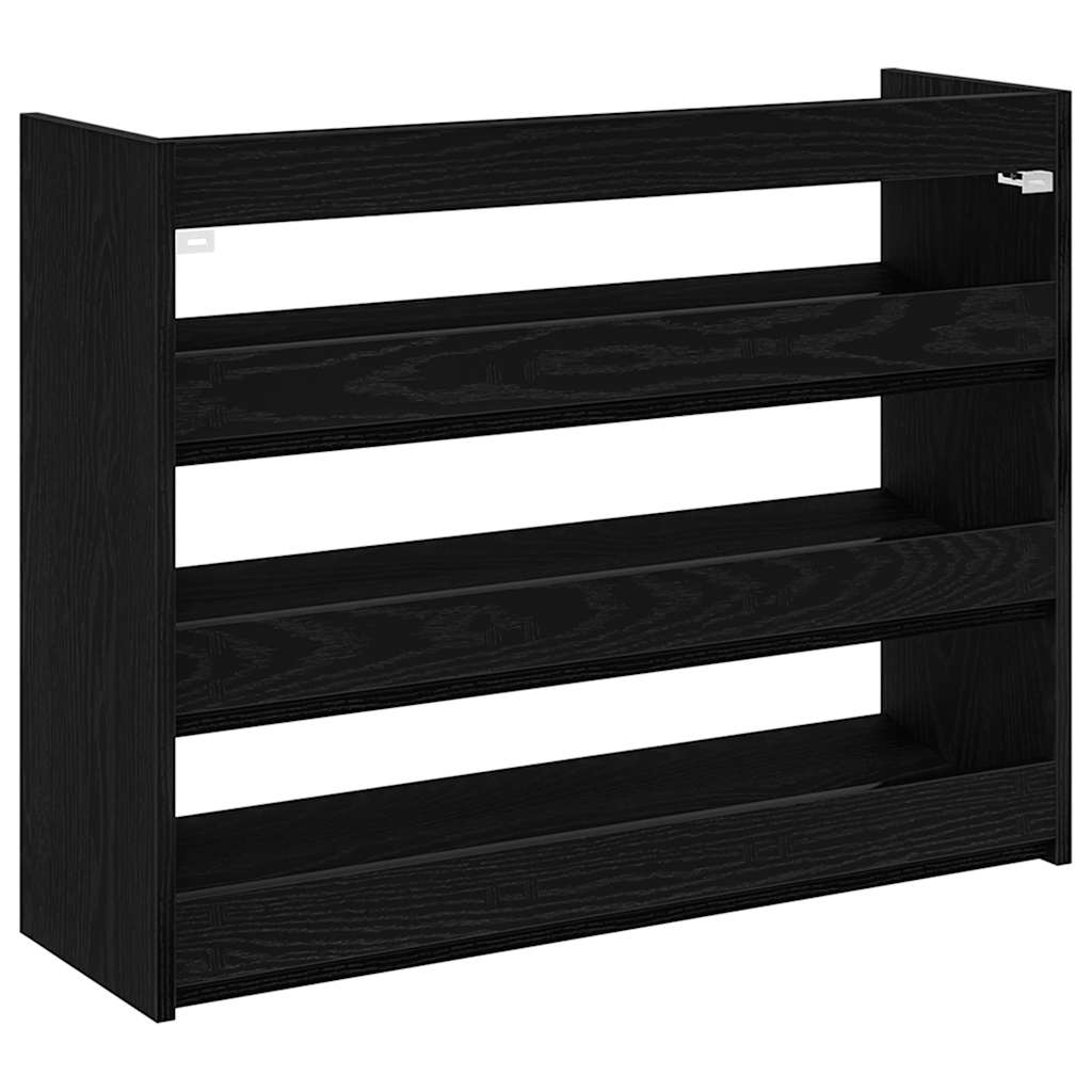 fekete szerelt fa cipőtároló szekrény 80x25x62 cm