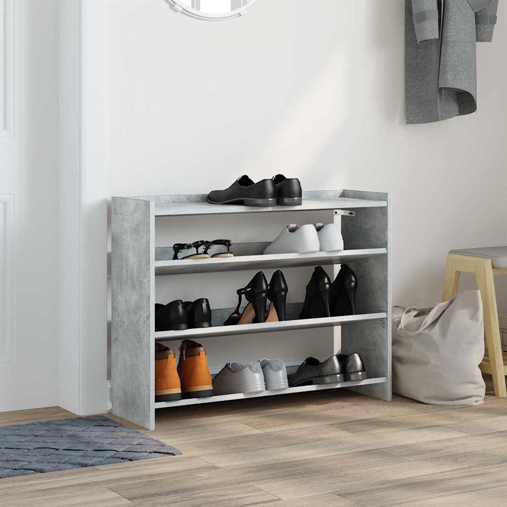 betonszürke szerelt fa cipőtartó 80x25x62 cm