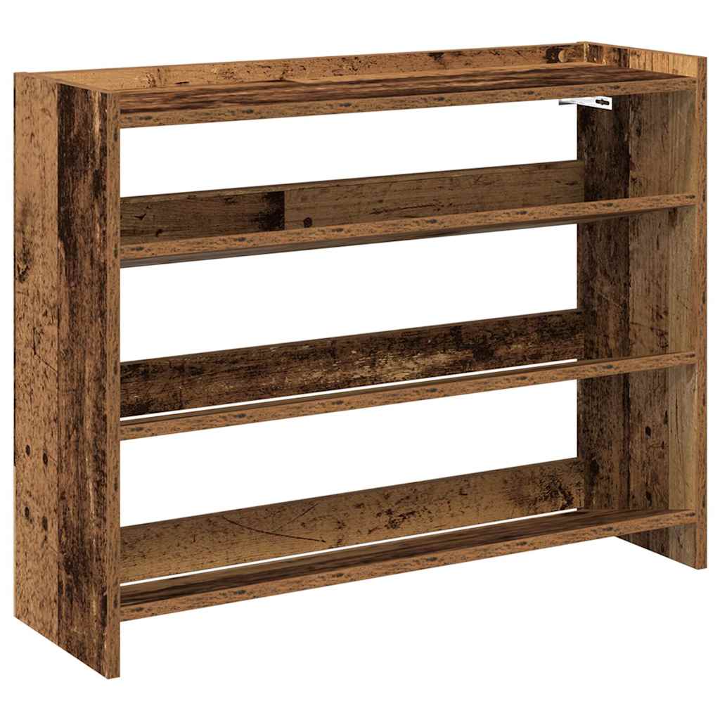 antik fa szerelt fa cipőtartó 80x25x62 cm