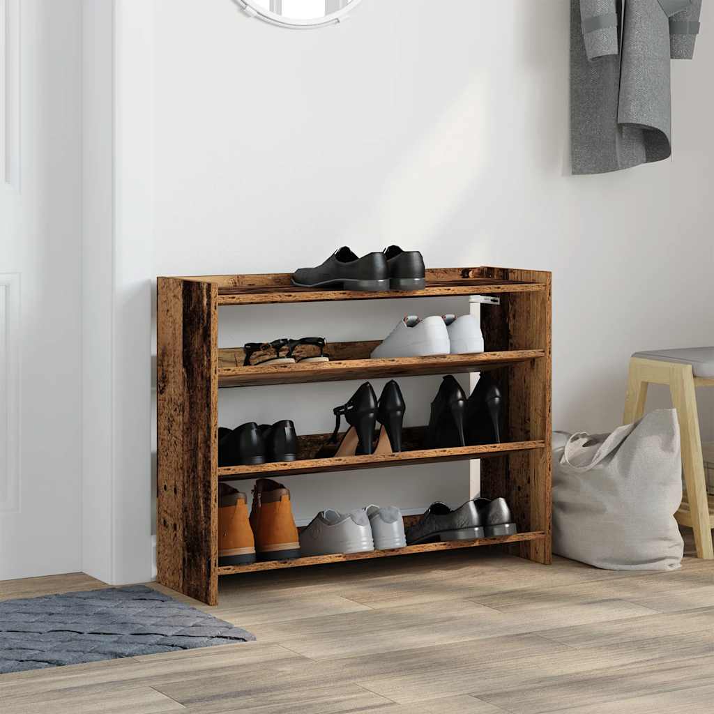 antik fa szerelt fa cipőtartó 80x25x62 cm