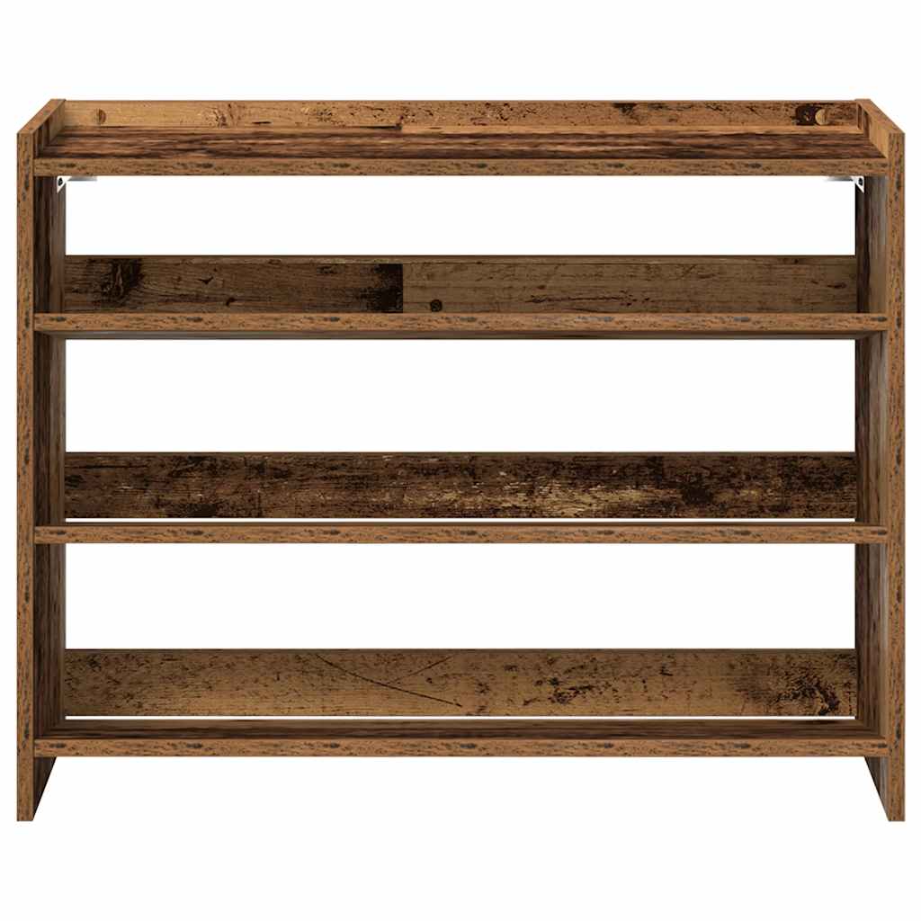 antik fa szerelt fa cipőtartó 80x25x62 cm