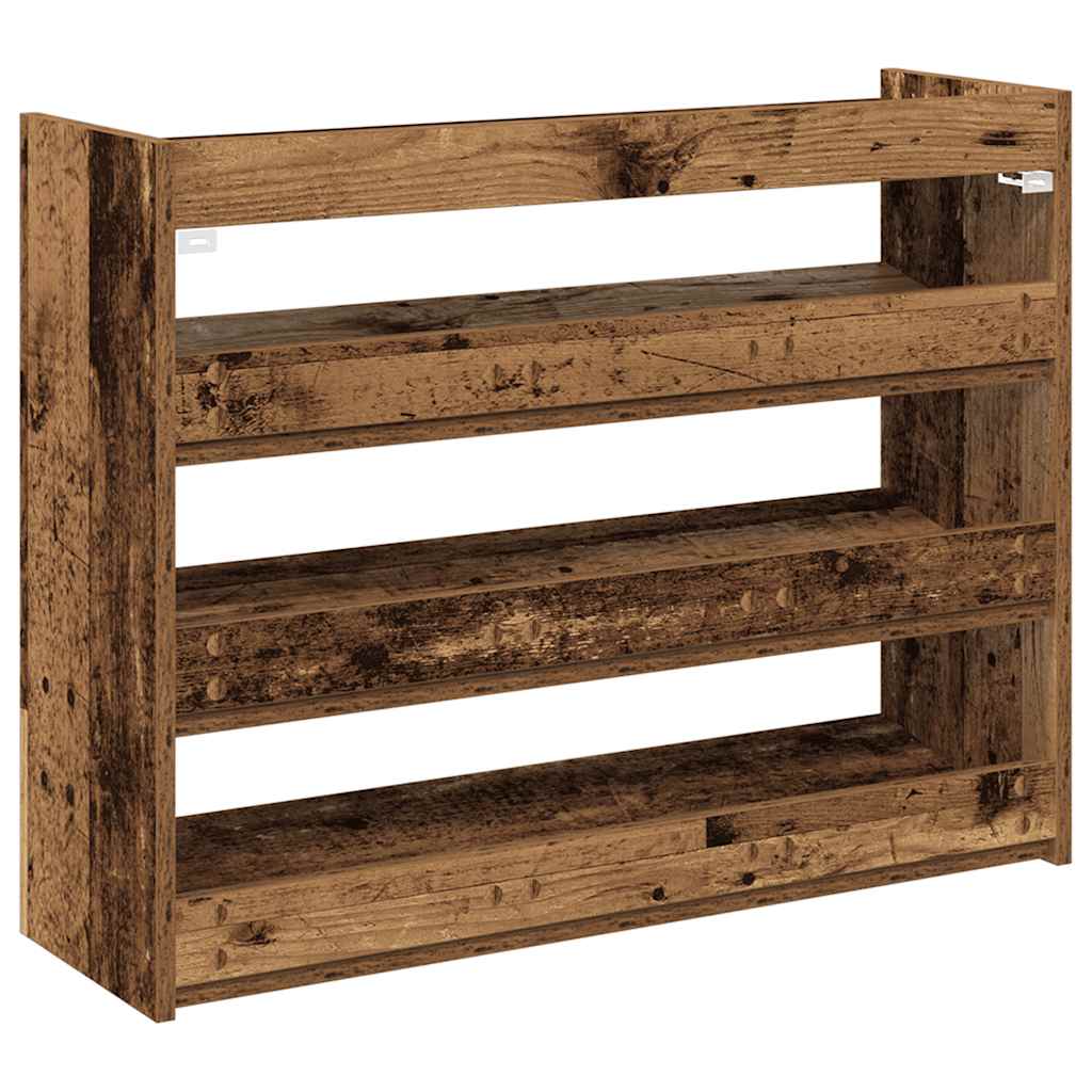 antik fa szerelt fa cipőtartó 80x25x62 cm