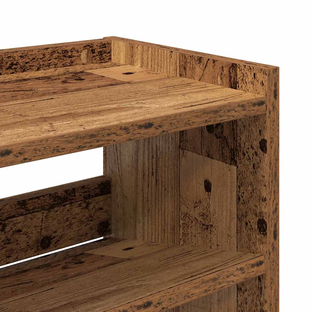 antik fa szerelt fa cipőtartó 80x25x62 cm
