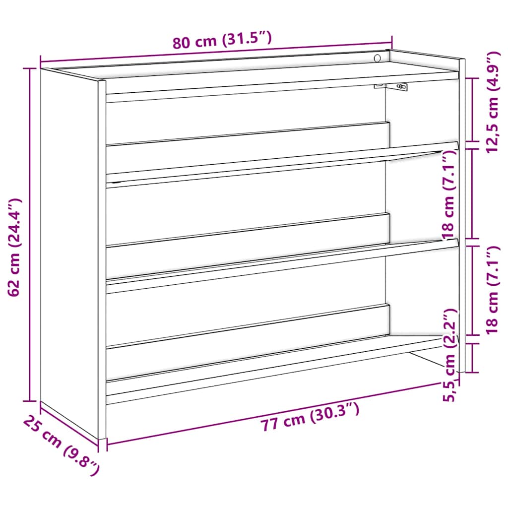antik fa szerelt fa cipőtartó 80x25x62 cm