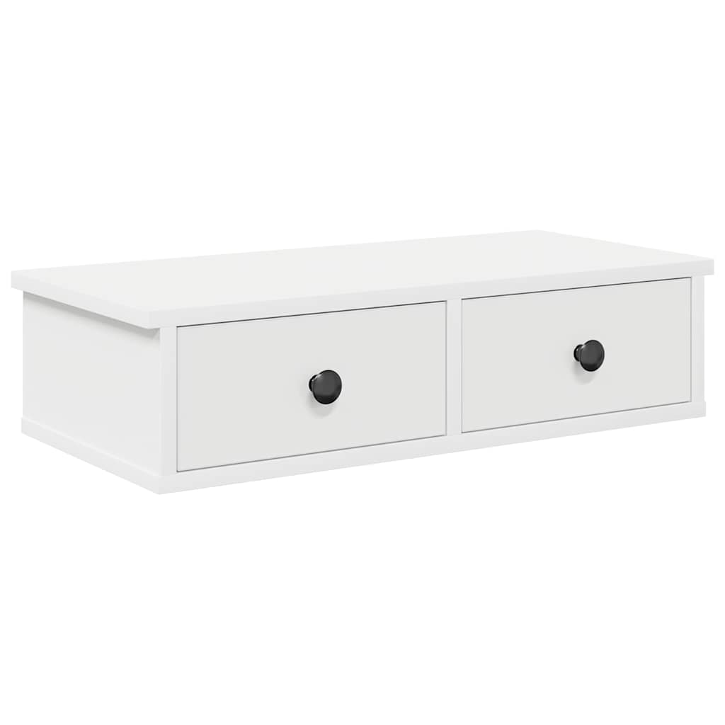 Falipolc fiókokkal fehér 60x28x15 cm műszaki fa