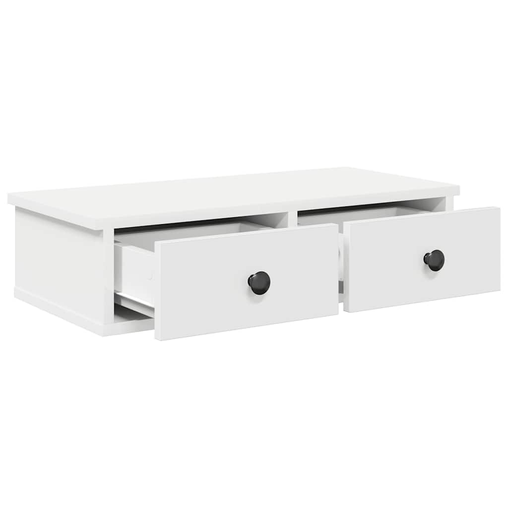 Falipolc fiókokkal fehér 60x28x15 cm műszaki fa