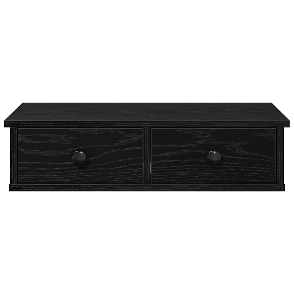 Falipolc fiókokkal fekete 60x28x15 cm műszaki fa