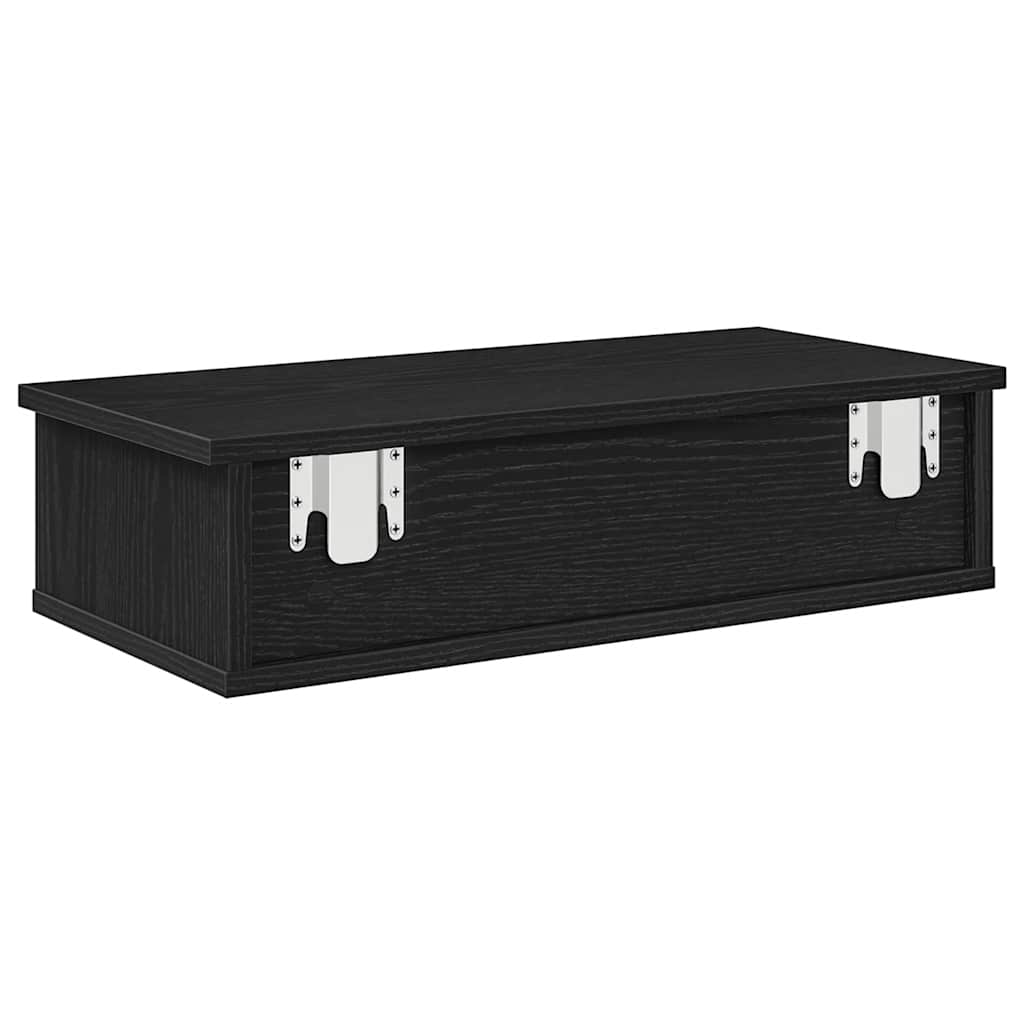Falipolc fiókokkal fekete 60x28x15 cm műszaki fa