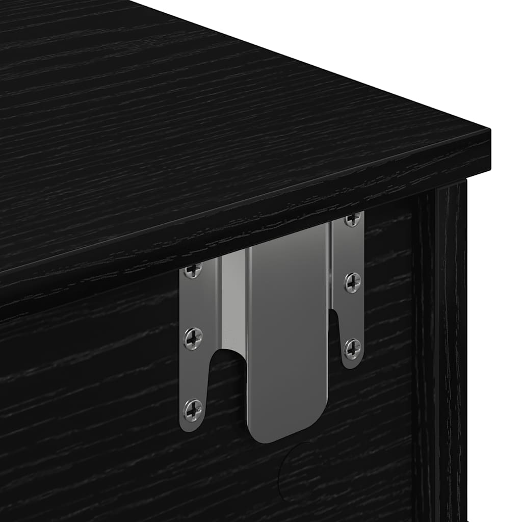 Falipolc fiókokkal fekete 60x28x15 cm műszaki fa