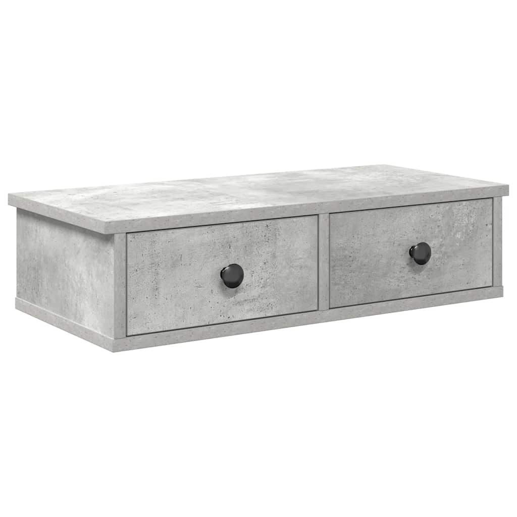 Falipolc fiókokkal betonszürke 60x28x15 cm műszaki fa